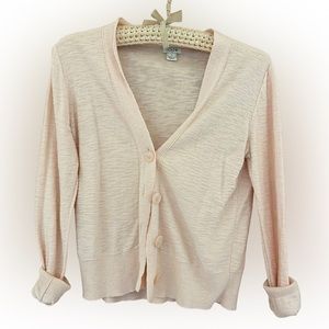 J Crew women’s slightly cropped cardigan, blush pink, size small EUC